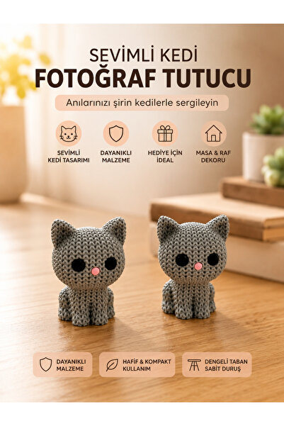 Formera Sevimli Kedi Figürlü Dekoratif Fotoğraf Kartlık ve Not Tutucu – Masaü...
