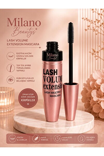 MİLANO BEAUTYS Lash Volume Extension Black Maskara - Siyah Maskara