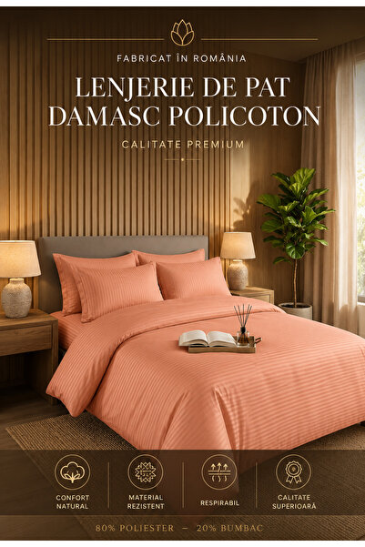RALEX PUCIOASA Set de lenjerie de pat Damasc din policoton, 6 piese, cu husă ...