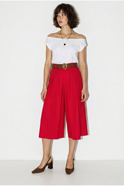 Bianco Lucci Women's High Waist Pleated Detailed Wide Leg Culotte Trousers Dp...