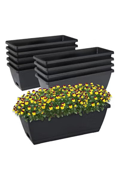 festive Rectangle Windowsill Planters with Drainage Tray Plastic Flower Herb ...