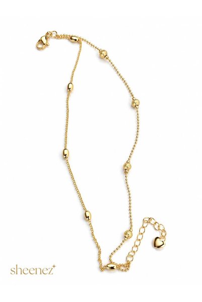 sheenez CM Minimal Kalp Detaylı Gold Zincir Kadın Bileklik(22 cm)