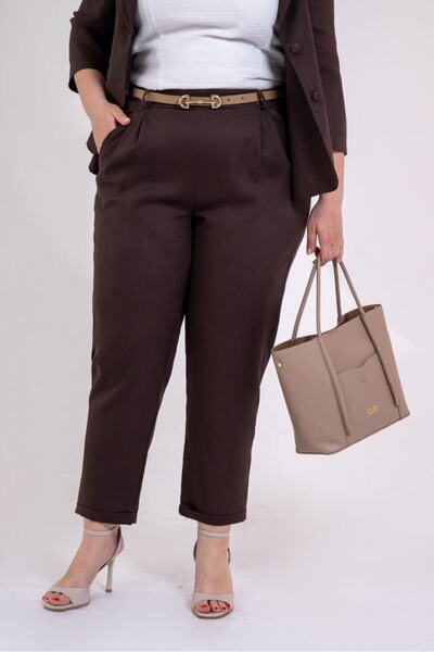 Roxxlen Women's Plus Size Three-Quarter Sleeve Pleated Detailed Set