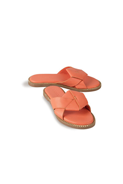 GHENCH Magy Orange Genuine Leather Women's Slippers