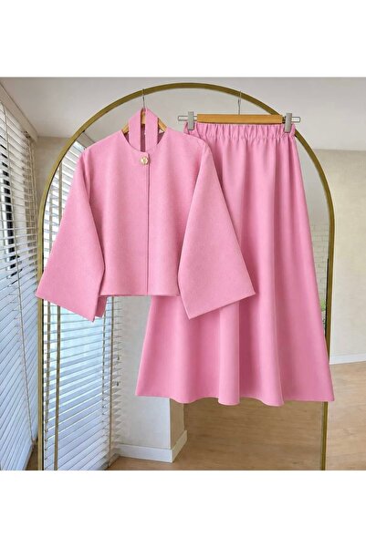 KEVRA Blouse and Stone Embellished Skirt Set