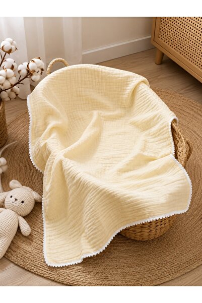 Pure Boutique Paturica muselina bebe, 75x85 cm, 100% bumbac, galben pal, usoa...