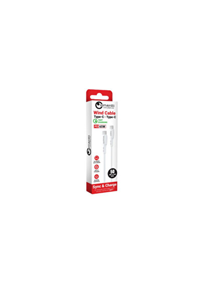 lemontti Cablu Wind Fast Charge Type-C la Type-C, PD 65W, lungime 0.5m, Alb