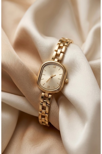 KLISHE Butik Women's Steel Watch Gold Color Oval Case Vintage Old Money Luxur...