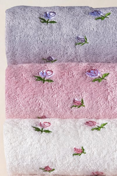 Bersay Tekstil 6-Piece 30X50 Embroidered Kitchen & Hand Towel Set |   100% Cotton Bamboo |   Dowry Towel |   Kitchen Towel |   High Absorbency, Soft Texture