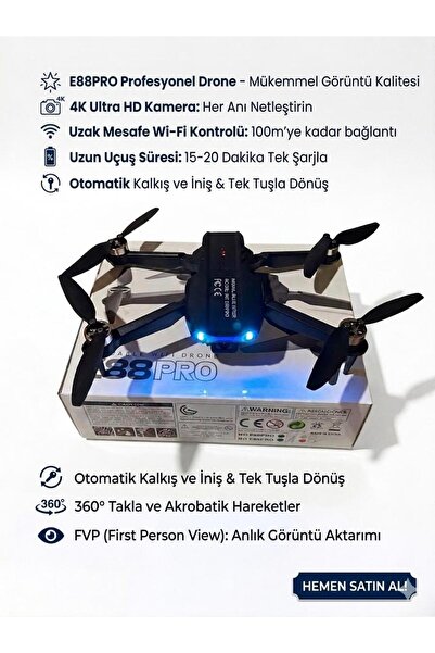 FOLD E99PRO Profesyonel Kameralı Drone - Uzun Uçuş Süresi ve Tek Tuşla Kontrol