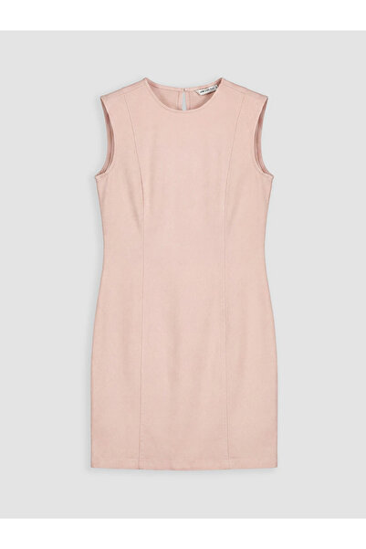 LC Waikiki Pink Crew Neck Jean Dress