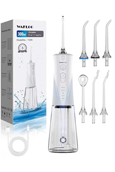 GULF GALLERY WAFLOO Cordless Water Flosser Dental Teeth Cleaner with 6 Flossi...