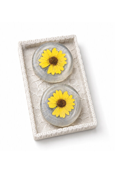 SOO SOAP Papatya Soap Set in Concrete Tray, Handmade, Decorative Gift