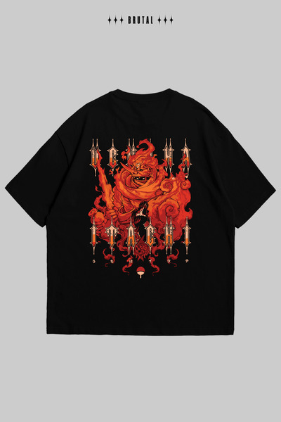 Naruto Uchiha Itachi Susanoo Baskılı Oversize Siyah Tişört Unisex