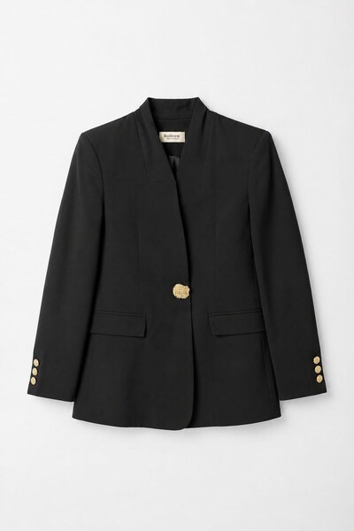 Raneel Kazançlı Alışveriş Women's Button Detailed Blazer Jacket Black