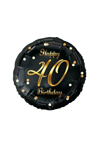 Godan Balon folie B&C Happy 40 Birthday negru, imprimeu auriu 18"