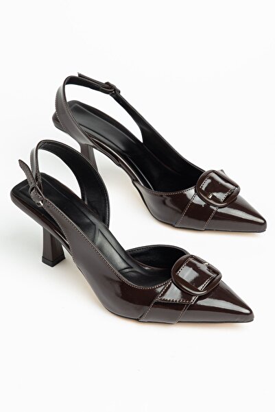 Hayalimdeki Ayakkabı Mira Women's Brown Patent Leather Buckle Detailed Thin H...