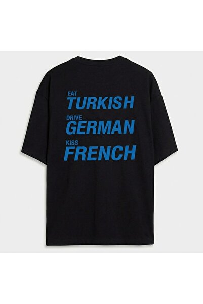 SVART WEAR تي شيرت Eat Turkish Drive German Kiss French للجنسين مقاس كبير 100...
