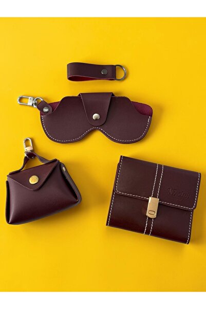 NZCLUB Stylish Minimalist Set of 4 (Women's Wallet, Glasses Case, Bag Ornamen...
