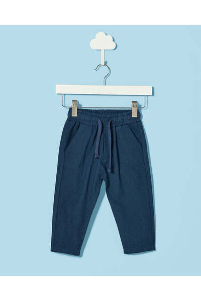 REDTAG Infant Boys Navy Linen Pull-On Pants