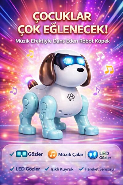 LRS STORE Dans Eden Sesli Işıklı Robot Köpek Eğitici Müzikli Dans Eden Sesli ...