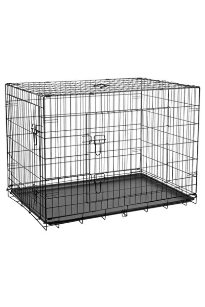 Rebel Cușcă metalică pliabilă pentru câini cu 2 uși, 122 x 76 x 83 cm