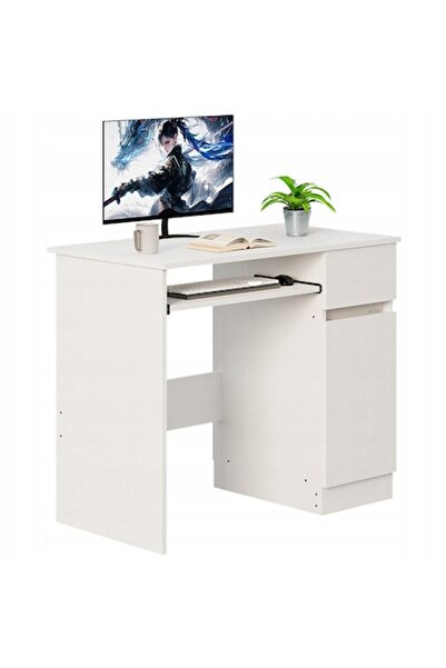 Muvu Birou modern alb pentru calculator cu sertar 90/50/75 cm