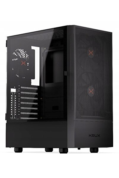 Kraft&dele Carcasă PC Krux Nadir Midi Tower ATX cu fereastră, neagră