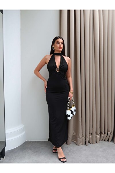 ESRAHELVACI Halter Neck Buckle Detail Dress