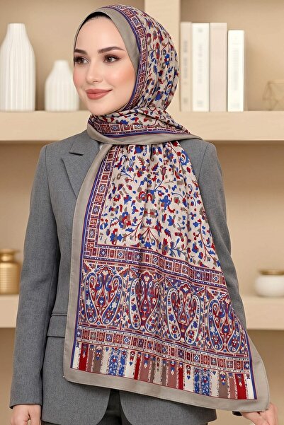 hadiora Women's Beige Red Floral Patterned Soft Shawl