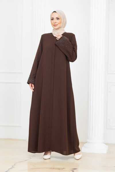 NİLNUR MODA New Season Women's Ecrin Pearl Detailed Ferace Petek