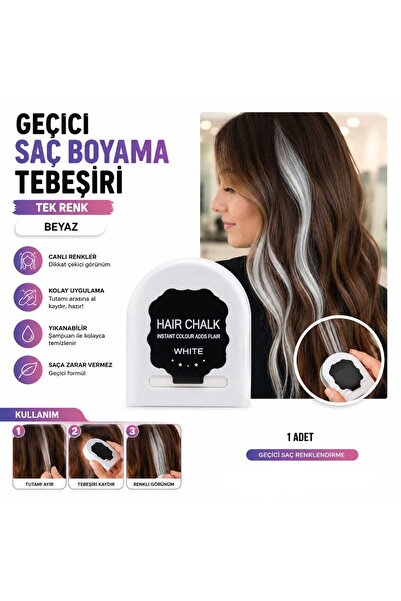 lawrenceshop 1 Adet Beyaz Geçici Saç Boyama Tebeşiri Tekli Hair Chalk Yıkanab...