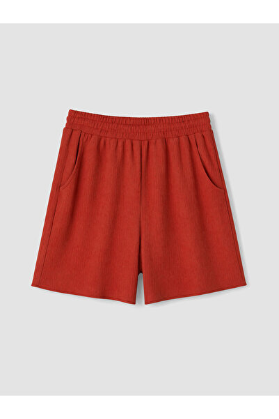 LC Waikiki Özmarka New Season Girls' Textured Shorts with Elastic Waist