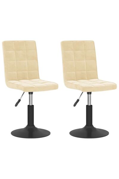 vidaxl Scaune de bucătărie pivotante, 2 bucăți, crem, catifea