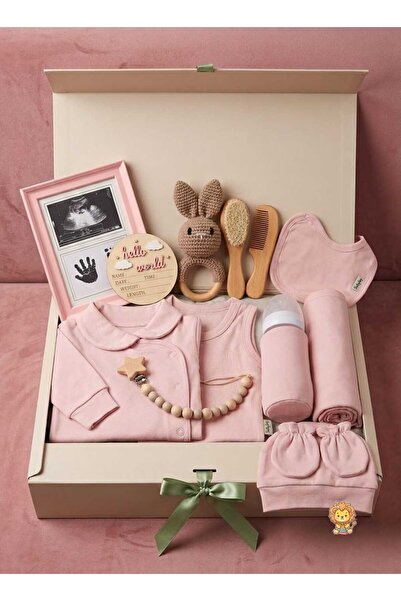 OEMS Luxury Newborn Baby Box Set 13 Pieces - 100% Cotton Newborn Essentials Pink