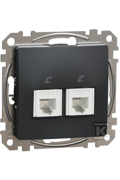 Schneider Electric Priză dublă pentru telefon RJ11, negru antracit, design Se...