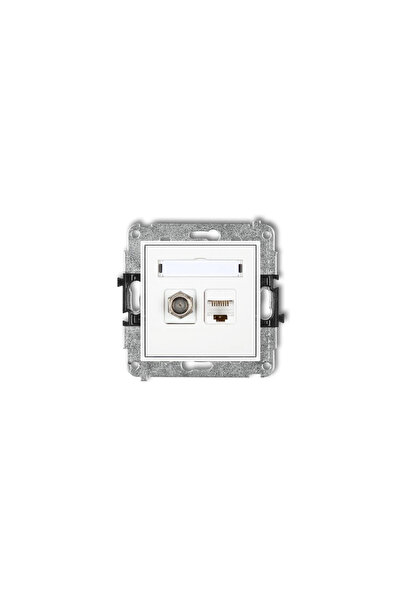 KARLIK Antenă MINI tip F (SAT) + priză computer 1xRJ45, cat. 5e, alb MGFK