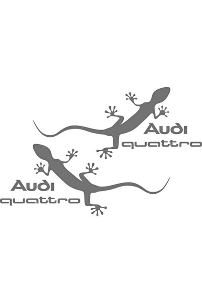 OEM Set de 2 autocolante Audi Quattro. Argintiu, 20 cm x 8.5 cm