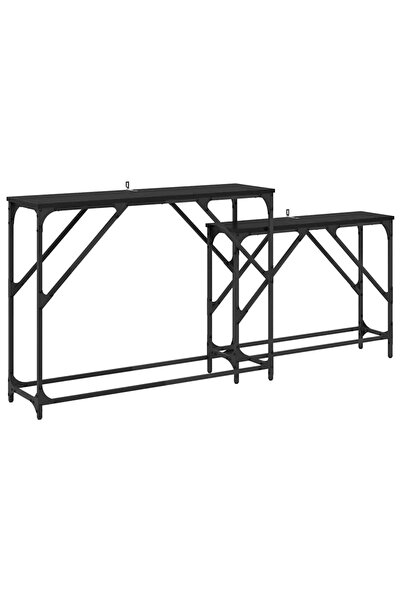 vidaxl Masă de consolă 2 pcs Stejar Negru 100 x 28 x 75 cm