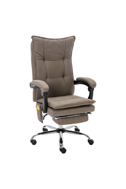 vidaxl Scaun de birou cu masaj, gri taupe, material textil