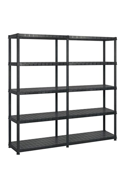 vidaxl Raft de depozitare cu 5 niveluri, negru, 183 x 45.7 x 185 cm, plastic
