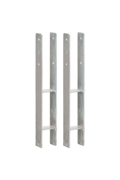 vidaxl Ancore pentru gard, 2 buc., argintii, 8 x 6 x 60 cm, oțel galvanizat
