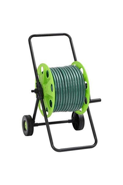 vidaxl Cărucior pentru tambur de furtun, verde, set de fitinguri pentru furtu...