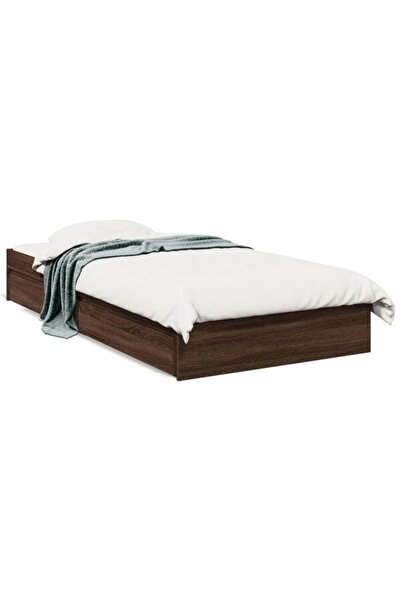 vidaxl Cadru de pat cu sertare, stejar maro, 75 x 190 cm, lemn prelucrat