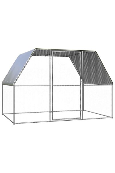 vidaxl Coteț de găini, argintiu și gri, 3 x 2 x 2 m, oțel galvanizat