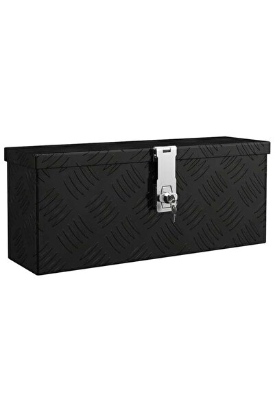 vidaxl Cutie de depozitare, neagră, 50 x 15 x 20.5 cm, aluminiu