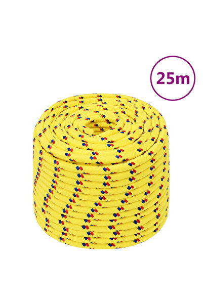 vidaxl Frânghie de barcă, galbenă, 14 mm, 25 m, polipropilenă