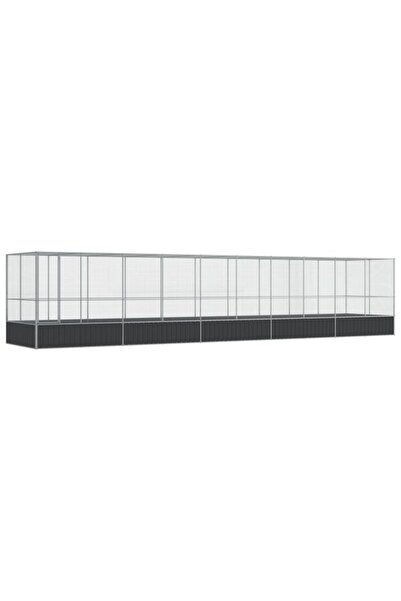 vidaxl Volieră pentru păsări cu extensie, argintie, 1039 x 207 x 212 cm, oțel