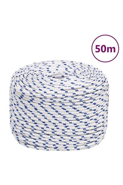 vidaxl Frânghie de barcă, albă, 8 mm, 50 m, polipropilenă