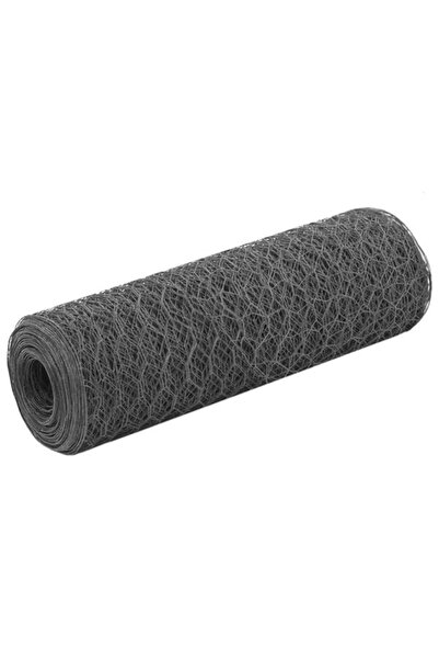 vidaxl Plasa de gard pentru găini, gri, 25 x 0,5 m, oțel placat cu PVC